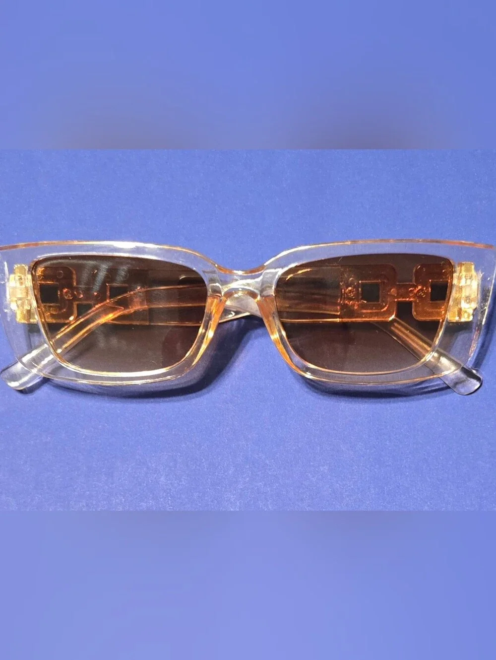 Transparent Amber Sunglasses with Brown Lenses